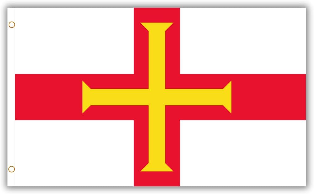 Second Ave Guernsey Flag 5ft X 3ft Large With Brass Eyelets Guernsey Channel Islands St George's Cross Sports Party Celebration Banner Flag