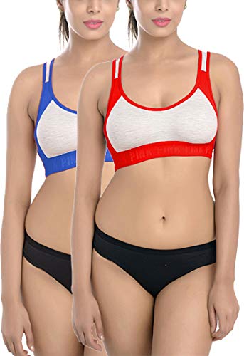 Image of FIMS - Fashion is my style Sports Bra Panty for Women Full Coverage Combo Everyday Bra Panty, See Main Image to Check How Many Sets You Will Get