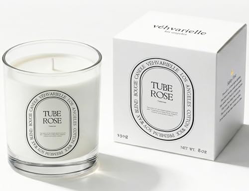 Tuberose Luxury Scented Candle for Home 8oz | Soft Floral Aroma for Daily Relaxation | Hand-Poured Soy Wax Blend | 40hr Clean Long Burn | Premium Home Fragrance for Women & Men