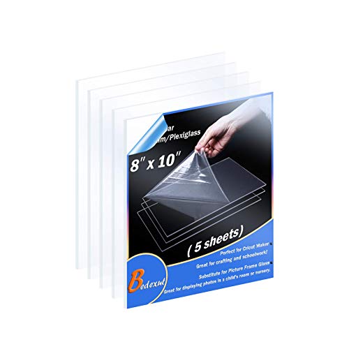 Image of 5 Pack 8x10 Plexiglass Sheet 1mm Thick, Clear PETG Panels for Craft Projects,Replacement Picture Frame Glass and Resin Art - Cricut Cutting Special Signs for Wedding,Festival,Party,Office.