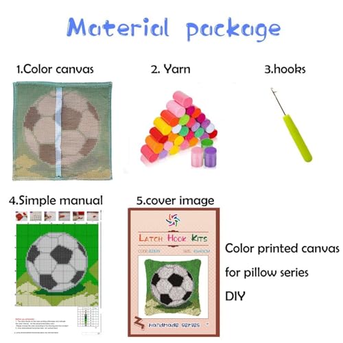 Image of Pinecone Green Latch Hook Pillow Kit for Adults Throw Pillow Cover with Printed Canvas Crochet Hook Yarn Needle Craft DIY Handmade Cushion for Home Sofa Decoration 43x43cm