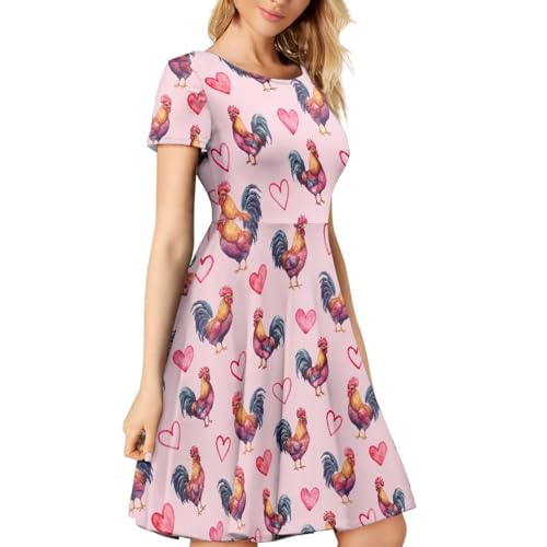 Image of AFPANQZ Womens Casual Summer Lightweight Vintage Dress Short Sleeve Midi Dress Knee-Long Luxury Formal Dress
