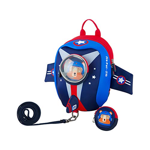 JiePai Toddler Backpack with Harness Leash Airplane Kids Backpack for Boys Girls
