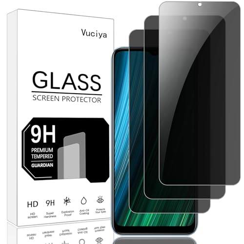 Vuciya 3 Pack Privacidad Cristal Templadode Pantalla para Realme Narzo 50A antiespia Protector,Dureza 9H,Sin Burbujas, Antihuellas,Antiarañazos,HD