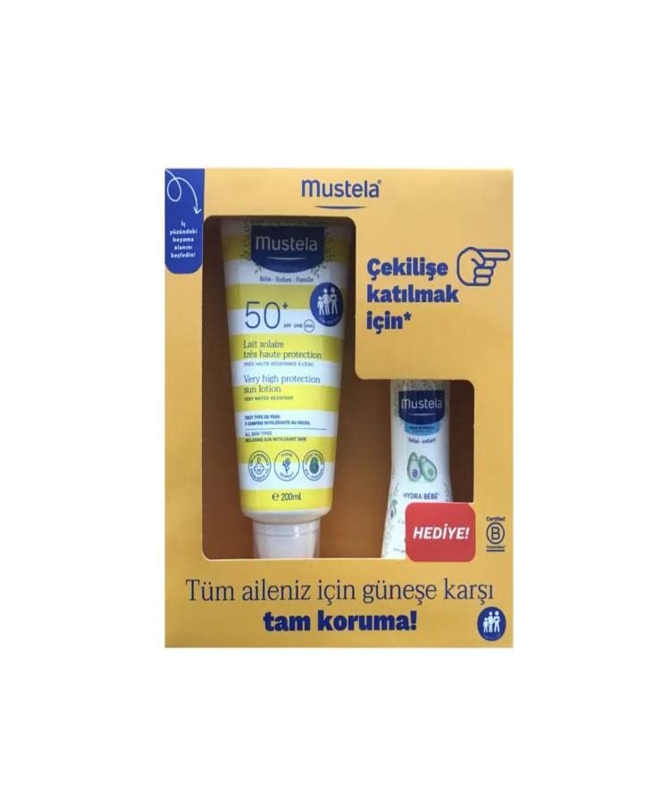 Mustela Çok Yüksek Koruma Güneş Kremi SPF50 200ml - Hediye Hydra Bebe Gentle-Cleansing 100ml