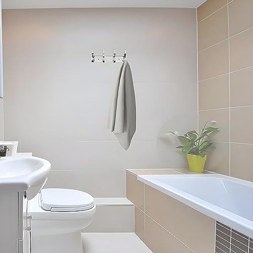 Image of Heavy Duty S Type Stainless Steel Cloth Hanger Suitable for Bathroom Bedroom Kitchen Wall Hook Rail Hanging Scarf Coat Keys Tie Towel Door Robe (Pack of 4, 4 Pin Silver)