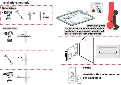 مراية حمام بلمبة ليدتويكس من بادسبيجلديزاين، 70×90 سم درجة الحرارة اللونية للمبة تقريبًا 4000 كلفن