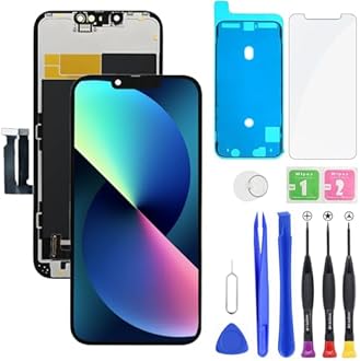 for iPhone 13 LCD Display FHD Screen Replacement 3D Touch Digitizer Frame Full Assembly with Repair Tools Kit for 6.1 inch A2633, A2482, A2631, A2634, A2635+Waterproof Adhesive+Screen Protector