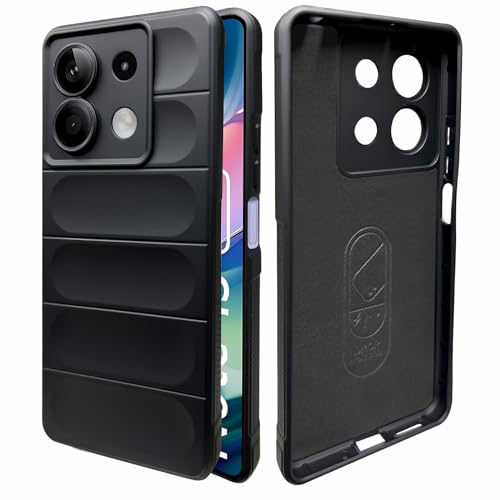 Image of A rtistque Liquid Silicone Stripes Back Cover Case for Mi Redmi Note 13 Pro 5G | with Camera Protection | with Inner Fabric | Anti Slip Grip | AirBag Case - Black