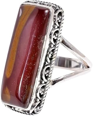 Natural Mookaite Jasper Gemstone Ring for Women Solid 925 Sterling Silver Handmade Ring Wedding Ring Engagement Gift Jewelry