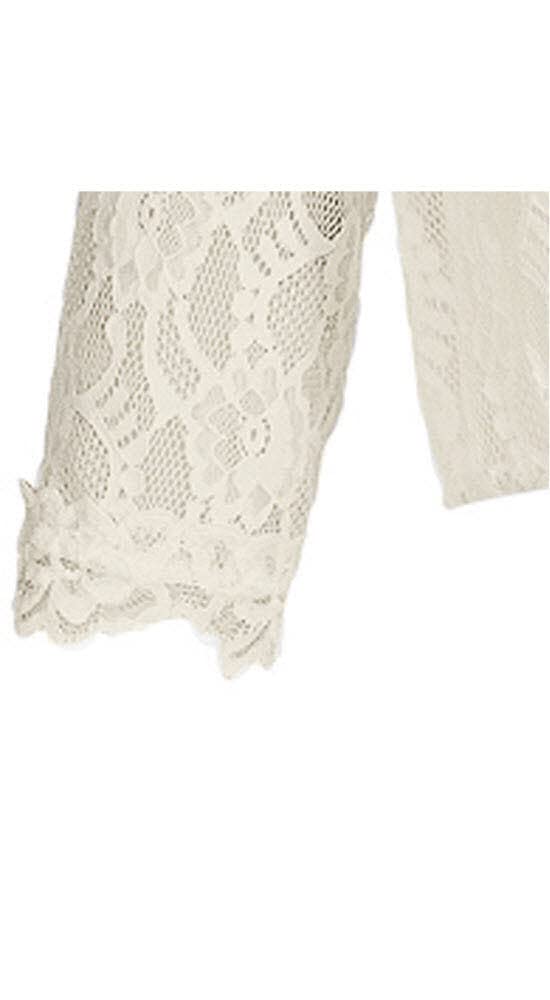 Nübler Dirndlbluse Damen Laura - Kurzarm Trachtenbluse mit Spitze & V-Ausschnitt - Creme, Elegante Tracht im Landhaus Stil - Hochwertige, formbeständige Qualität