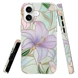heindiy Compatible with iPhone 17 Case,Glossy Case All-Round Protection Shockproof Anti-Scratches TPU Cover,Cases for Man Woman-Vintage Lilies Flowers