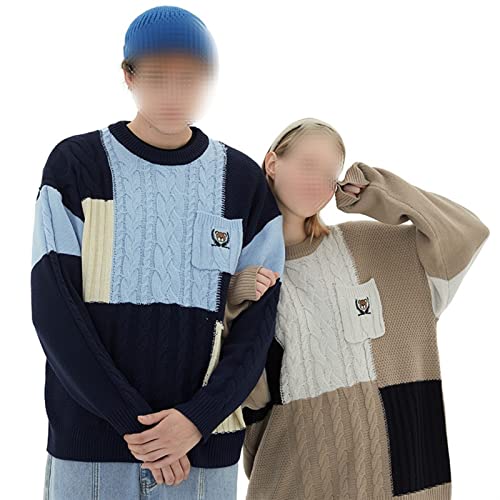 camisolas de pulôver masculinas Homens de malha camisola patchwork bordado bordado pullover bolso Ca