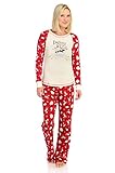 Munki Munki Women's Raglan Sleeves Rib PJ Set, Red, L