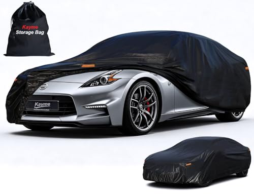 Image of Kayme 7 Layers Car Cover Custom Fit for Nissan 350Z /370Z (2009-2025) Waterproof All Weather for Automobiles,Outdoor Full Cover Rain Sun UV Protection.Black