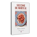 Saucisse De Morteau auf Maiolica Fliesenteller, Leinwandposter, Wandkunst, Dekordruck, Bild, Gemälde für Wohnzimmer, Schlafzimmer, Dekoration, 20 x 30 cm
