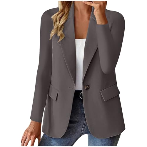 Blazers for Women Casual Business Long Sleeve Single Button Open Front Lightweight Jacket Work Dressy