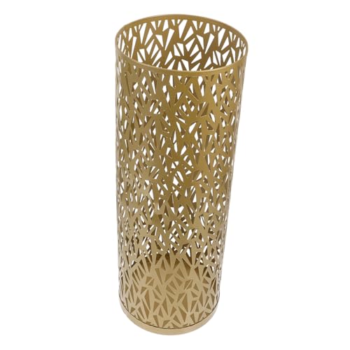 Luxshiny 金属製丸形傘立て 大容量収納可能 傘バケツ デザイン省スペース 玄関用自立型 傘収納ホルダー ホームオフィス用 ゴールドカラー