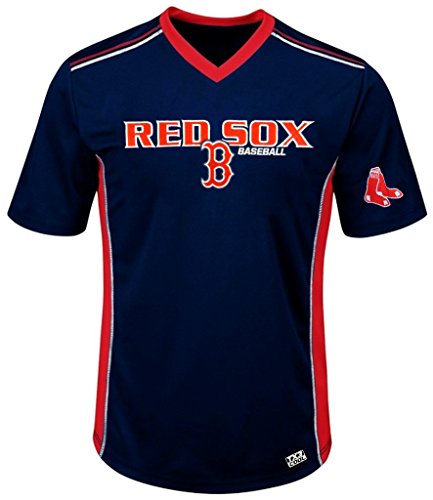 VF Boston Red Sox MLB Mens Cool Base Performance V Neck Jersey Navy Blue Big Sizes (3XL)