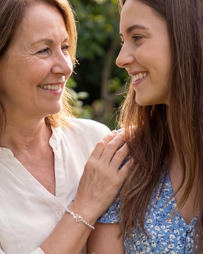 Image of Mother Daughter Bracelets Set for 2 Matching Heart Bracelets for Mother and Daughter to My Mom Bracelet Birthday Mothers Day Gifts for Mom Daughters