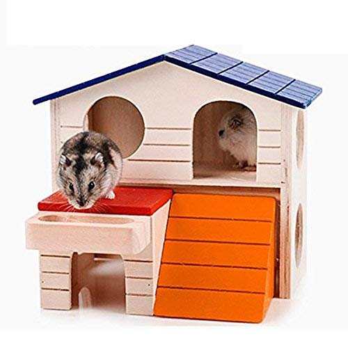 Sage Square 2 Stories Wooden Pet House Cum Villa with Ladder, Food Shelf and Platform, Safe, Comfortable and Foldable for Hamster/Dwarf/Mice/Gerbil/Chinchilla/Hedgehog (B07D7W8B39) Amazon Price History, Amazon Price Tracker