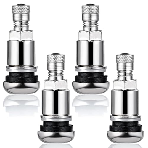 4 Stück Metallventile für Alufelgen,11,3 mm Autoreifen Ventil,Universal Felgenventile,Silber Reifenventil Metall Car Tyre Valve,Robust Langlebig Hochwertige Ventile Geeignet für Auto,Motorrad,Fahrrad