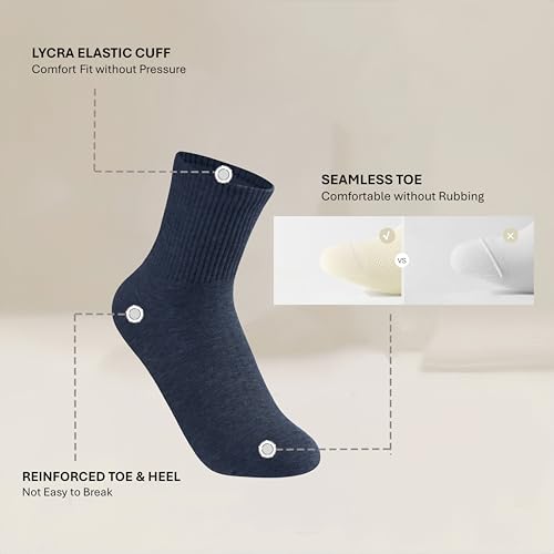 Men's Crew Socks,Athletic Sport Running Calf Socks,Seamless Toe Design,Comfortable,Durable, Size 7-113