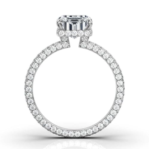 1 Ct-5 Ct Moissanite Engagement Ring, 10K/14K/18K Solid Gold & 925 Sterling Silver, Wedding Bridal Ring Set, Hidden Halo Antique Anniversary for Her4