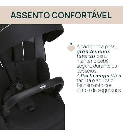 Chicco One4Ever Lounge, Lekki i Kompaktowy Wózek Spacerowy od Urodzenia do 4 lat, Elegancki Wygląd, Automatyczne Składanie, Budka Przeciwsłoneczna i Osłona Przeciwdeszczowa,waga dziecka maks. 22 kg
