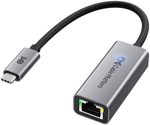 Cable Matters USB C to 5Gb Ethernet Adapter, 5 Gigabit Network Speed, USB C to Ethernet Adapter Compatible with USB 4, Thunderbolt 4/5, Plug & Play for MacBook, Laptop, and USB-C Devices