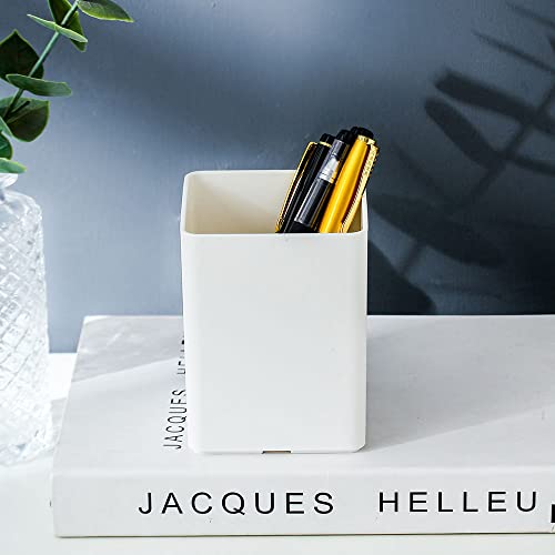 Yosco 4Pcs Pencil Holder Plastic Pen Cup For Office Desktop Stationery Storage Organizer Makeup Brush Holder (Square-White) #TOP4