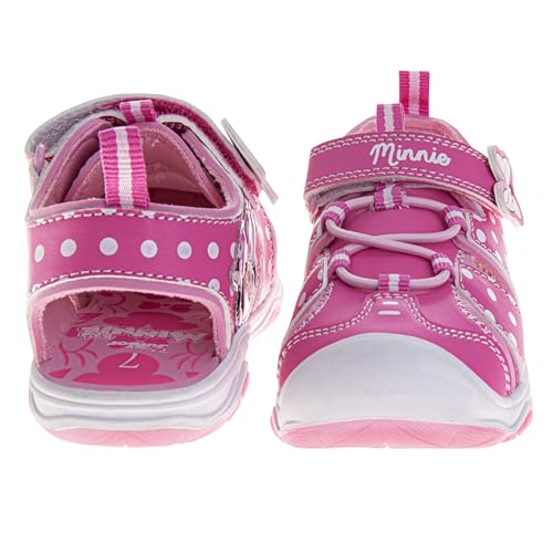 Disney Girls Minnie Mouse Sandals LED Light Up Water Shoes - SlipOn Waterproof Adjustable Strap Character Slides (OpenToe/ClosedToe) (Toddler/Little Kid)4