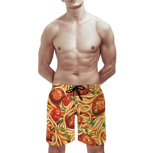 Italian Spaghetti Food Print Pasta Men's Swim Trunks Quick Dry Board Shorts Hawaiian Beach Shorts With Pocket3