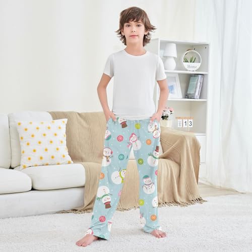 Boys' Pants Christmas Colorful Snowman Snowflake Long Bottoms Jogger Pants Elastic Waist Trousers with Pockets S-XL 5