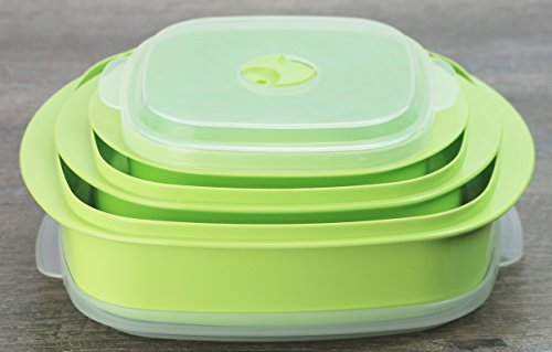 Image of Reston Lloyd Nesting Microwave Containers, Set of 3, Adjustable Steam Vents, Airtight, Meal Prep, Durable BPA-Free Plastic- Freezer & Dishwasher Safe, Cookware & Food Storage, Anyday Cookware, Lime