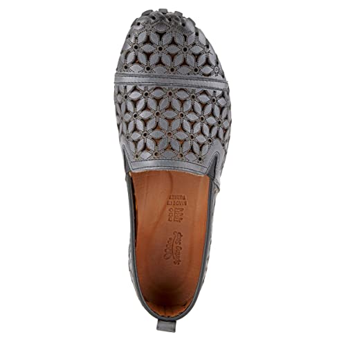 Image of Spring Step Flowerflow Shoes for Women - Leather Womens Loafer with Floral Laser Cutout - Comfortale Slip-On Shoes for Womens