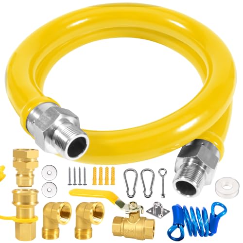 1675KIT48 Commercial Gas Hose Gas Line Quick Connect (YELLOW)