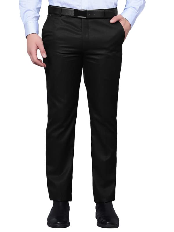 CantabilSolid Non Pleated Regular Fit Mid Rise Formal Trouser for Men | Formal Pants for Men | Formal Wear Regular Fit Trouser for Men (P_MTRF00070_Black)