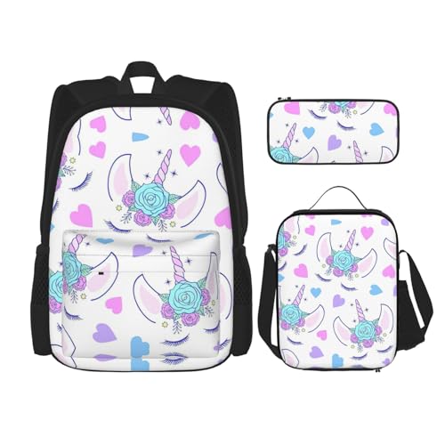 Lot de 3 sacs à dos d'école Head à motif univers noir avec compartiment déjeuner