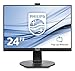 Price comparison product image Philips Monitors Philips 241B7QPJKEB/00 23.6-Inch LED Monitor built in speakers - (1920 x 1080 @ 60 Hz,5Ms,VGA,HDMI,DisplayPort 1.2,USB 3.0)