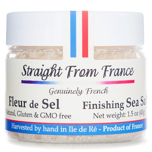 Straight from France Genuinely French, Authentic French Fleur De Sel, Unrefined Hand Harvested Finishing Sea Salt Rich in Minerals and Electrolytes 1.5 Oz