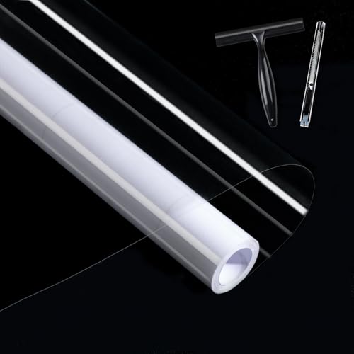 Abyssaly Film Adhesif Transparent pour Meuble, Imperméable Film Transparent Autocollant Protection Mur Cuisine, Rouleau Vinyle Adhesif Papier pour Mur Cuisine 30 X 200 cm