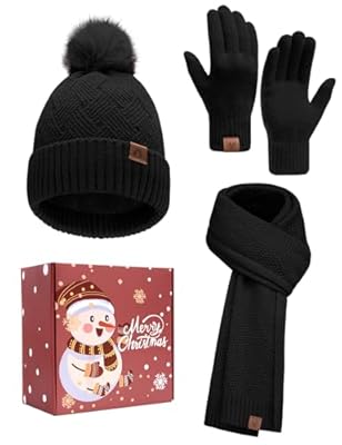 heekpek Conjunto Bufanda Gorro Guantes Termicos Invierno Mujer Set Estuche Regalo Conjuntos Punto Navidad Gifts, Negro | Ya disponible en tu tienda friki favorita! En mundofriki.es!