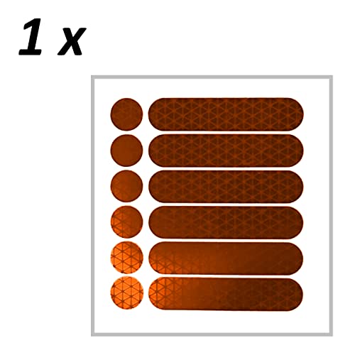Customtaylor33 High Intensity Grade Reflective Safety Decals/Stickers For Motorcycle, Bicycle, Snowboarding, Racing Helmets Or Vehicles (1 Set (6 Strips & 6 Circles), Orange) #TOP5