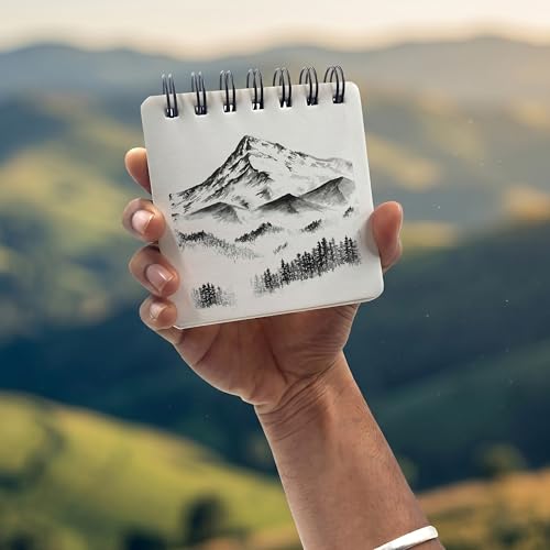 Image of PaperO Pocket Size Sketchbook Pack of 3 - 140 GSM Thick Paper, 10 x 10 cm Mini Wiro-Bound Notebooks, 40 Sheets Each - Perfect for Sketching, Doodling & Travel Art Journaling (Dream Swing)