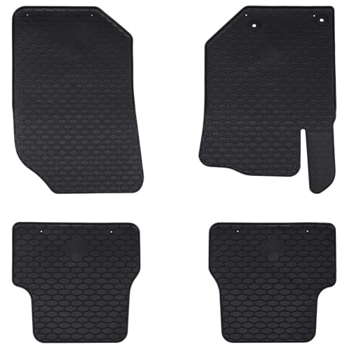 Tapis de sol de voiture 4 pièces en caoutchouc noir antidérapant