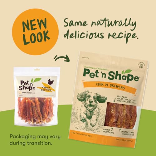 Image of Pet 'n Shape Chik 'n Skewers - Chicken Wrapped Rawhide Chew Dog Treats - 2 Pound | Premium chicken breast, Limited ingredients, Wheat and soy free, Everyday reward, For all life stages, High-protein snack