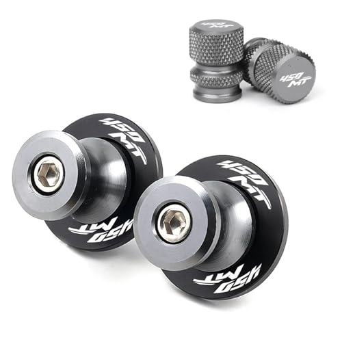 Dalidak Deslizadores de carrete basculante CNC for motocicleta CFMOTO CF MOTO 450MT MT 450 MT 2024 2025 2026, tornillos de soporte y tapas de válvula de neumático.(1Set-Grey)