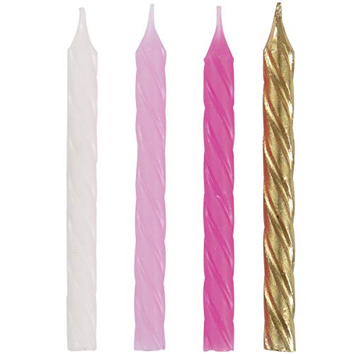 Bougies D'anniversaire En Spirale Unique Party - Lot De 24, Rose, Blanc Et Or, Hauteur 6 Cm - 7