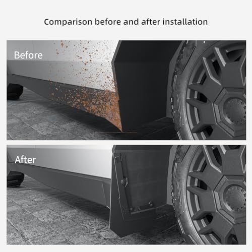 Image of 4PCS Wheels Mud Flaps Splash Guards for Tesla Cybertruck 2024 2025 2026 Front & Rear Set Wheel Fenders Truck Splash Guards for Cybertruck Accessories TPE OEM